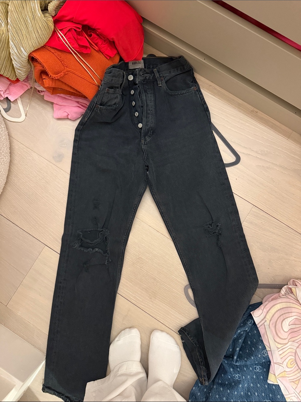 Agolde high-Waist Black Distressed Women’s Jeans